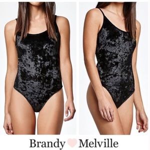 brandy melville black velvet bodysuit